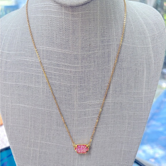 Pink Druzy Stone Necklace by Plunder - Picture 1 of 6